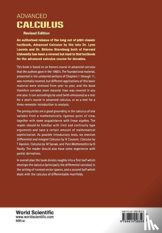 Loomis, Lynn Harold (.), Sternberg, Shlomo Zvi (Harvard Univ - Advanced Calculus (Revised Edition)