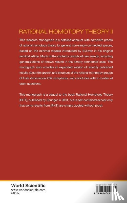 Halperin, Steve (Univ Of Maryland, Felix, Yves (Univ Catholique De Louvain, Thomas, Jean-claude (Univ D'angers - Rational Homotopy Theory Ii