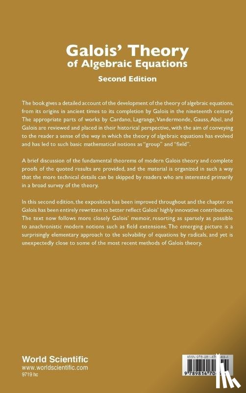 Tignol, Jean-pierre (Catholic Univ Of Louvain - Galois' Theory Of Algebraic Equations
