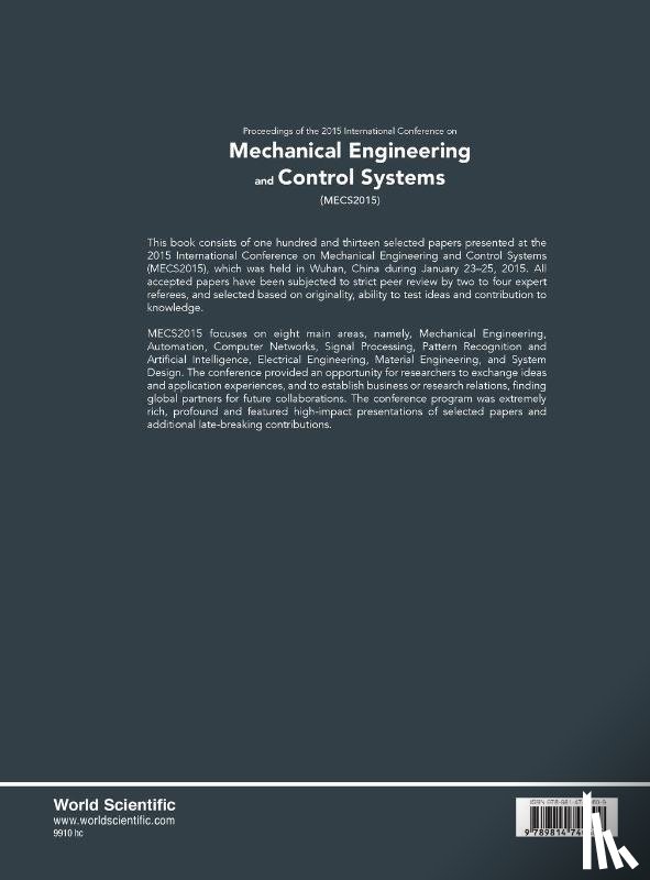  - Mechanical Engineering And Control Systems - Proceedings Of 2015 International Conference (Mecs2015)