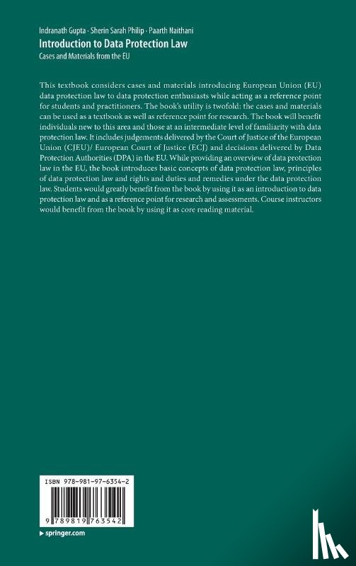 Gupta, Indranath, Philip, Sherin Sarah, Naithani, Paarth - Introduction to Data Protection Law