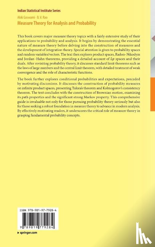 Goswami, Alok, Rao, B.V. - Measure Theory for Analysis and Probability
