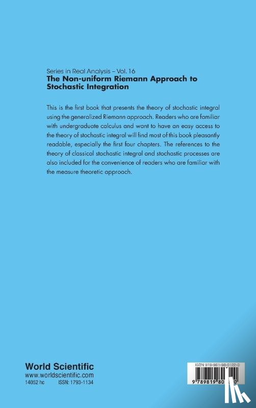 Boonpogkrong, Varayu (Prince Of Songkla University, Chew, Tuan Seng (Nus, Toh, Tin Lam (Nanyang Technological University - Non-uniform Riemann Approach To Stochastic Integration, The