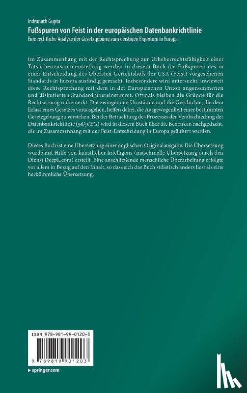 Gupta, Indranath - Fußspuren von Feist in der europäischen Datenbankrichtlinie
