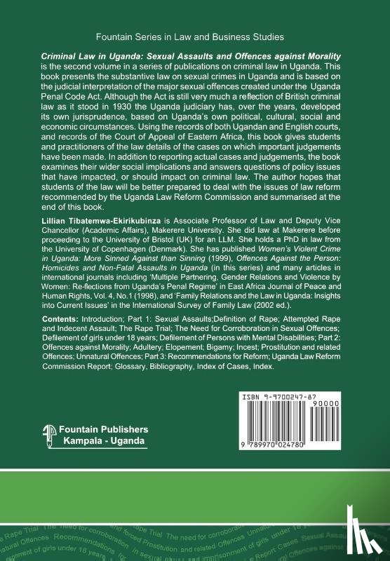 Lillian Tibatemwa-Ekirikubinza - Criminal Law in Uganda