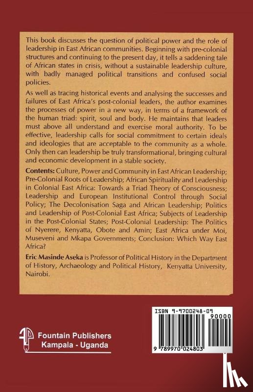 Aseka, Eric Masinde - Transformational Leadership in East Africa. Politics, Ideology and Community