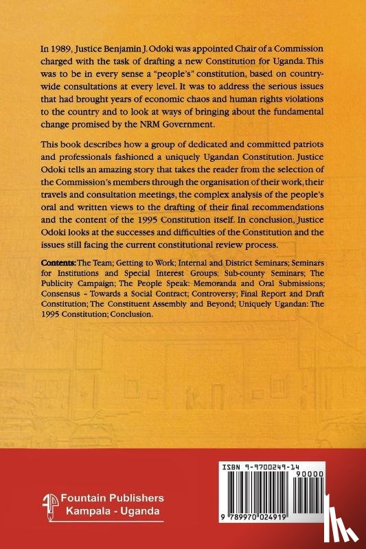Odoki, B J, Odoki, Benjamin - The Search for a National Consensus. the Making of the 1995 Uganda Constitution