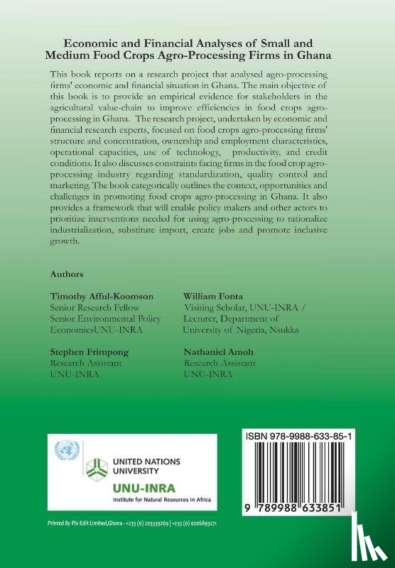 Afful-Koomson, Timothy, Fonta, William, Frimpong, Stephen - Economic and Financial Analyses of Small and Medium Food Crops Agro-Processing Firms in Ghana