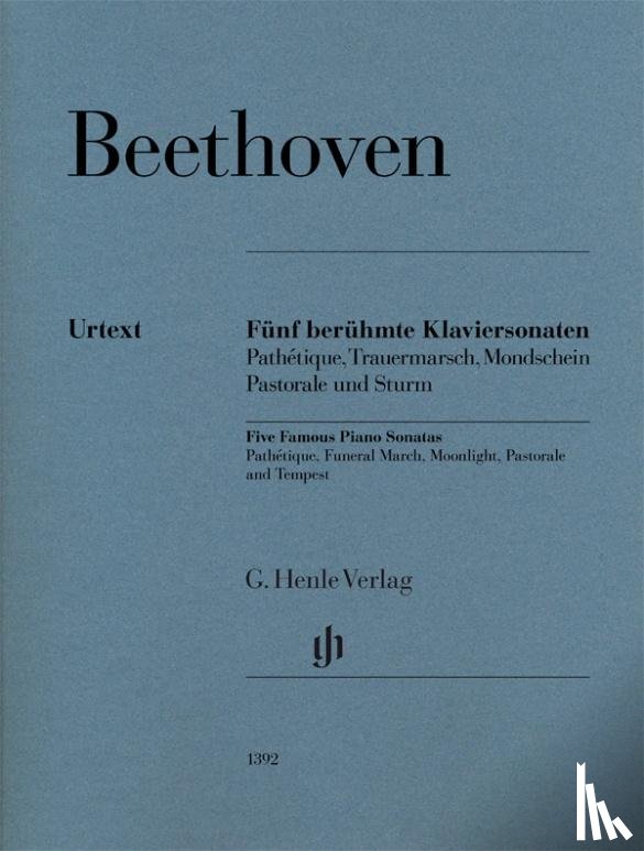 Beethoven, Ludwig van - Fünf berühmte Klaviersonaten op. 13, op. 26, op. 27 Nr. 2, op. 28 und op. 31 Nr. 2