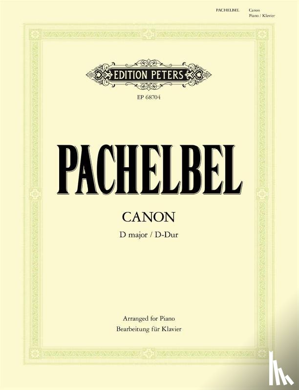 PACHELBEL, JOHANN - CANON IN D MAJOR PIANO