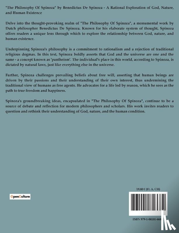 De Spinoza, Benedictus - The Philosophy Of Spinoza