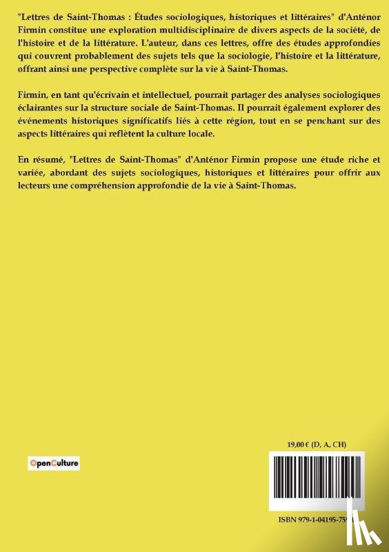 Firmin, Anténor - Lettres de Saint-Thomas