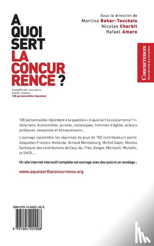 Charbit, Nicolas, Behar-Touchais, Martine, Amaro, Rafael - A Quoi Sert La Concurrence ?