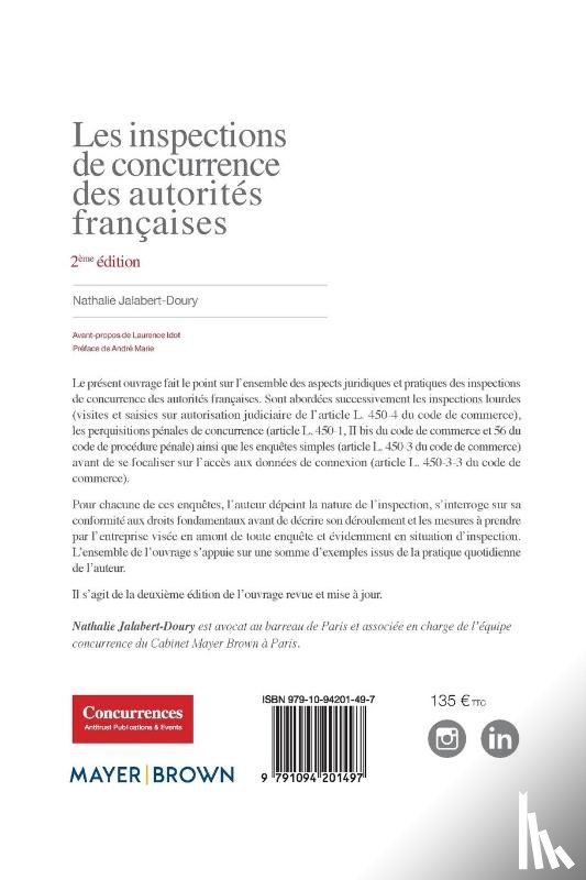 Jalabert-Doury, Nathalie - Les inspections de concurrence des autorites francaises - 2eme edition