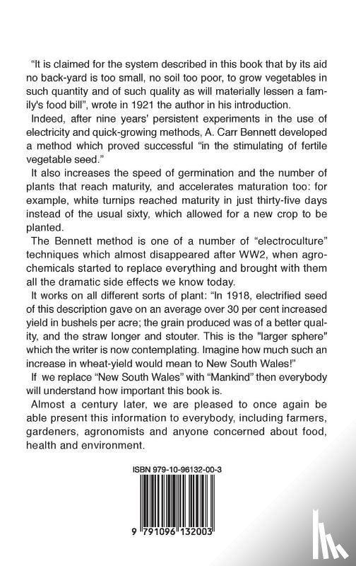 Carr Bennett, Alexander - Electroculture - The Application of Electricity to Seeds in Vegetable Growing