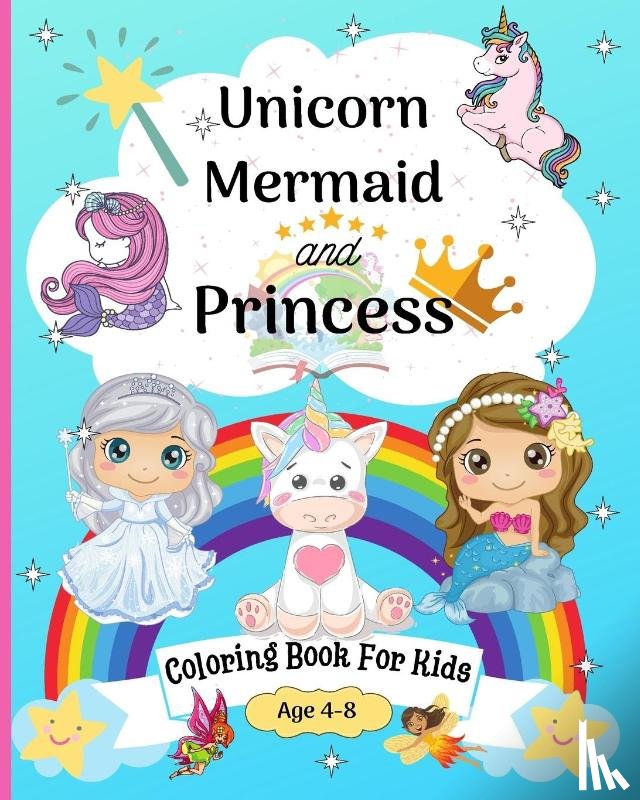 Books, Lazy Black Cat - Unicorn, Mermaid and Princess Coloring Book for Kids 6-10
