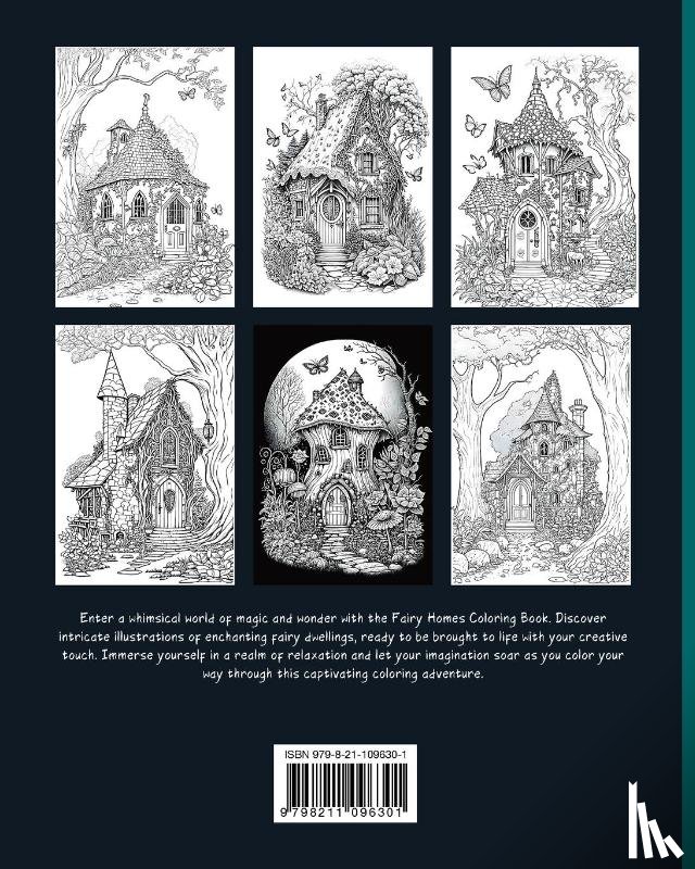 Books, Lazy Black Cat - Fantasy Fairy Homes Coloring Book