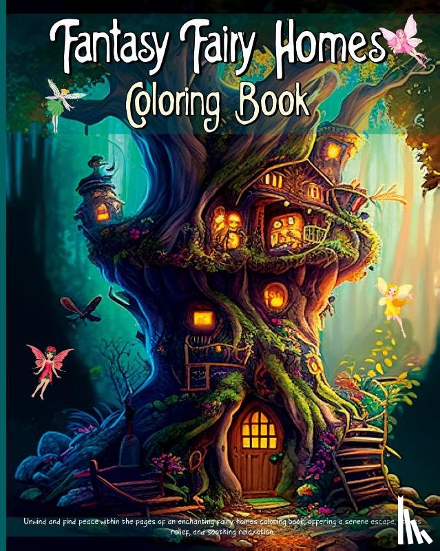 Books, Lazy Black Cat - Fantasy Fairy Homes Coloring Book