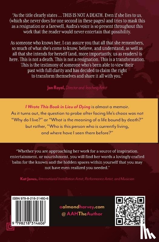 Almond-Harvey, A. - I Wrote This Book in Lieu of Dying