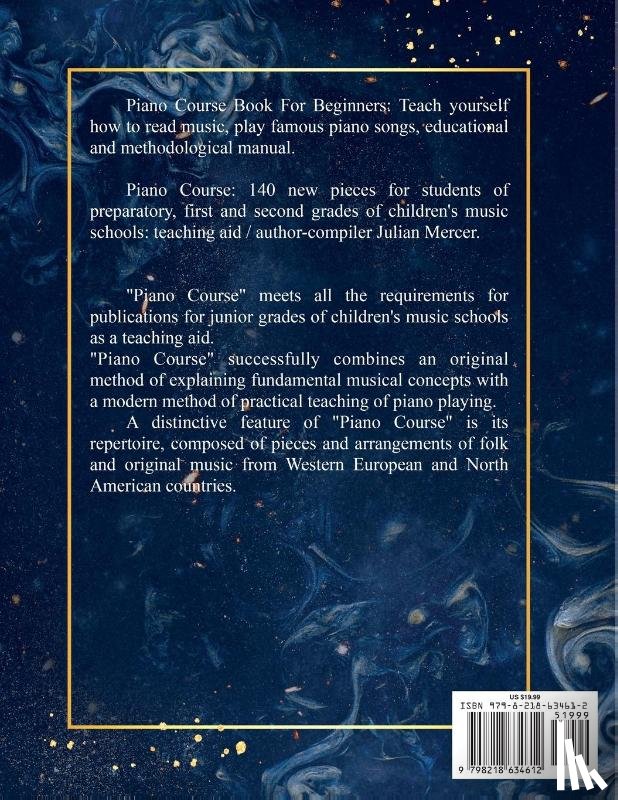 Mercer, Julian - PIANO COURSE BOOK FOR BEGINNERS