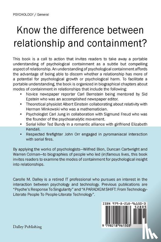 Dalley, Carolle M. - PSYCHOLOGICAL CONTAINMENT IN RELATIONSHIPS