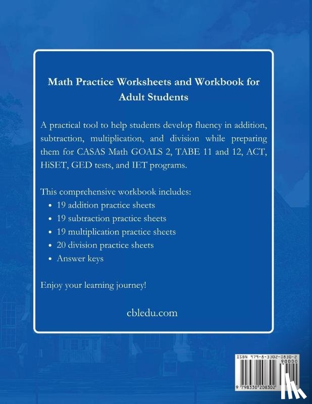 Coaching For Better Learning - Math Practice Worksheets and Workbook for Adult Students