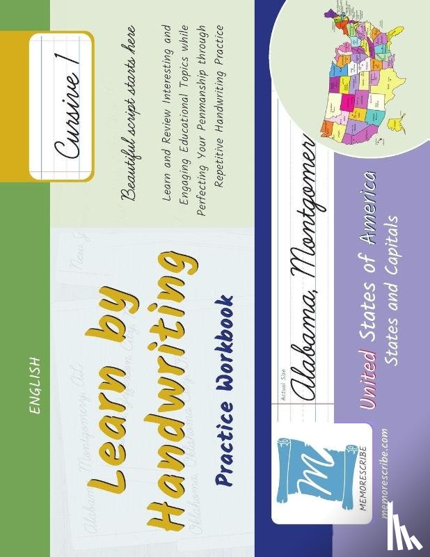 Cobo, Jessica, Cobo, Victor, Memorescribe - Handwriting Practice Workbook - United States of America, States and Capitals - Cursive, Level 1