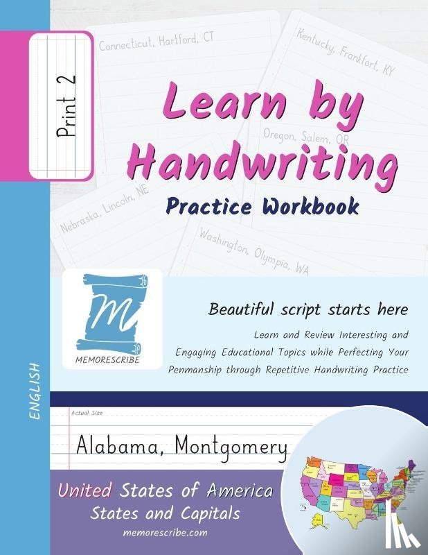 Cobo, Jessica, Cobo, Victor - Handwriting Practice Workbook - United States of America, States and Capitals - Print, Level 2