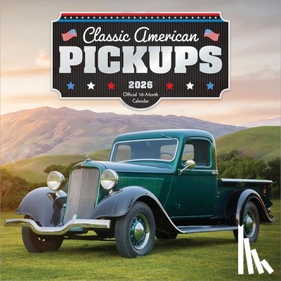Browntrout - Classic American Pickups Official 2026 12 X 24 Inch (Hanging) Monthly Square Wall Calendar Foil Stamped Cover Plastic-Free