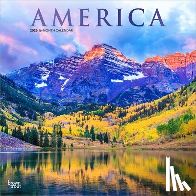 Browntrout - America 2026 12 X 24 Inch (Hanging) Monthly Square Wall Calendar Foil Stamped Cover Plastic-Free