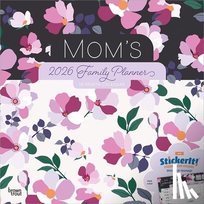 Browntrout - Mom's Family Planner 2026 12 X 24 Inch (Hanging) Monthly Square Wall Calendar Matte Paper and Sticker Sheet Plastic-Free