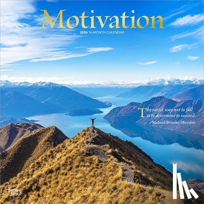 Browntrout - Motivation 2026 12 X 24 Inch (Hanging) Monthly Square Wall Calendar Foil Stamped Cover Plastic-Free