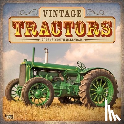 Browntrout - Vintage Tractors 2026 12 X 24 Inch (Hanging) Monthly Square Wall Calendar Plastic-Free
