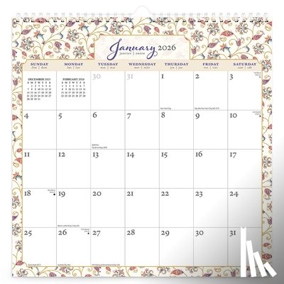 Browntrout - Tuscan Delight 2026 12 X 12 Inch (Hanging) Monthly Square Wire-O Calendar Sticker Sheet