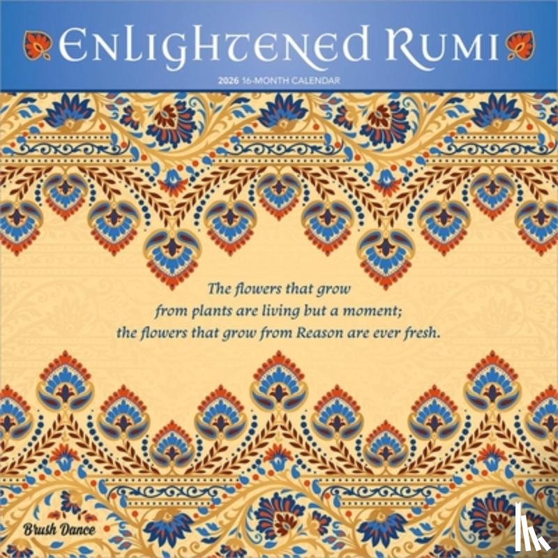 Brush Dance - Enlightened Rumi 2026 12 X 24 Inch (Hanging) Monthly Square Wall Calendar Plastic-Free