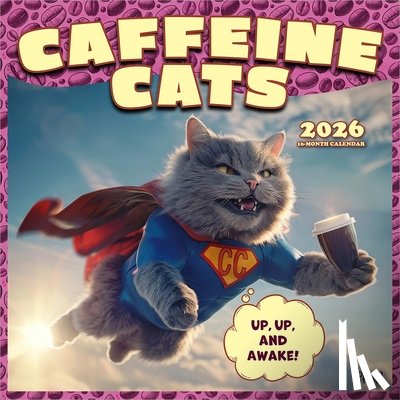 Browntrout - Caffeine Cats 2026 12 X 24 Inch (Hanging) Monthly Square Wall Calendar Plastic-Free