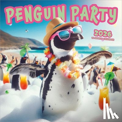 Browntrout - Penguin Party 2026 12 X 24 Inch (Hanging) Monthly Square Wall Calendar Plastic-Free