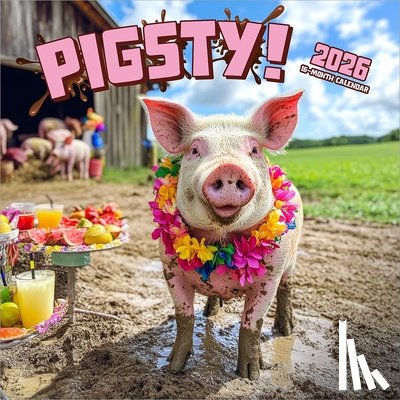 Browntrout - Pigsty 2026 12 X 24 Inch (Hanging) Monthly Square Wall Calendar Plastic-Free