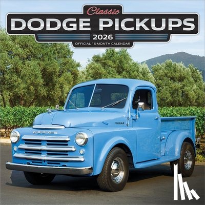 Browntrout - Classic Dodge Pickups Official 2026 12 X 24 Inch (Hanging) Monthly Square Wall Calendar Foil Stamped Cover Plastic-Free