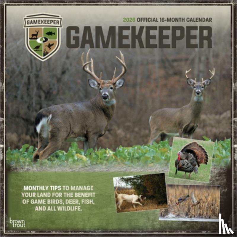 Browntrout - Mossy Oak Gamekeeper Official 2026 12 X 24 Inch (Hanging) Monthly Square Wall Calendar Plastic-Free