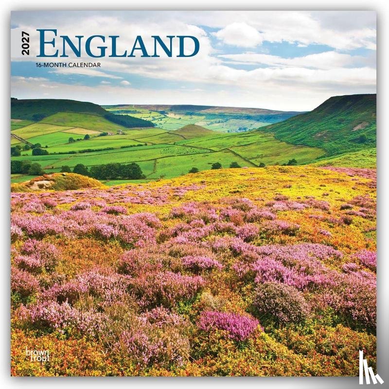 Browntrout - England 2027 12 X 24 Inch (Hanging) Monthly Square Wall Calendar Plastic-Free