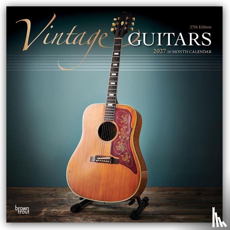 Browntrout - Vintage Guitars 2027 12 X 24 Inch (Hanging) Monthly Square Wall Calendar Foil Stamped Cover Plastic-Free