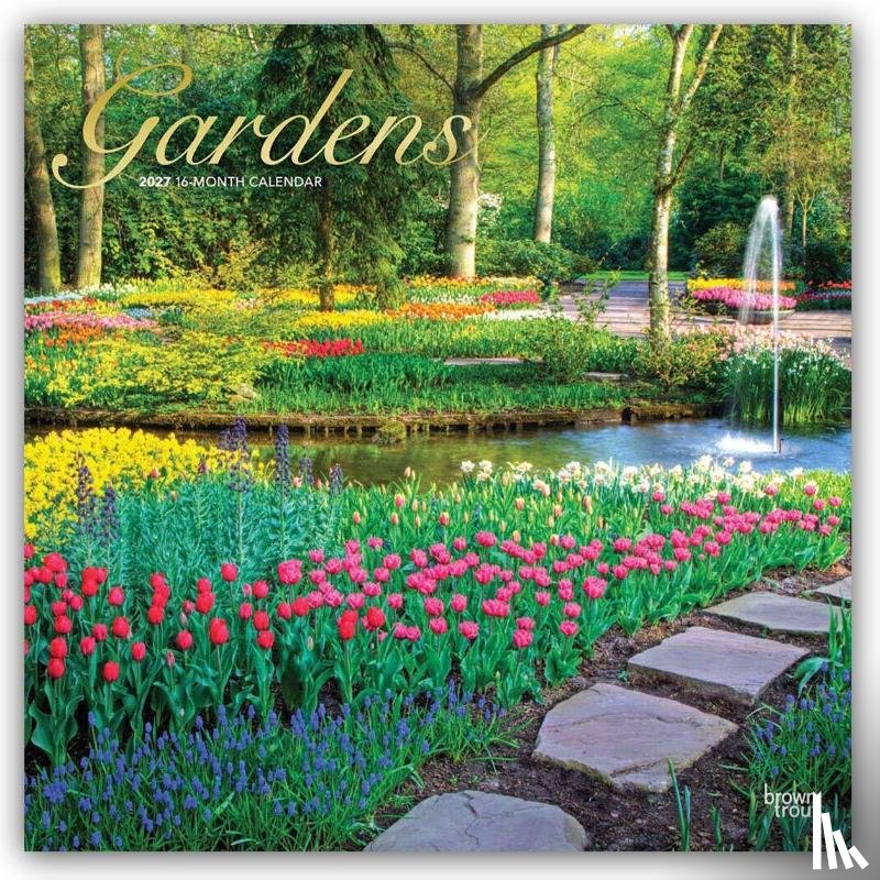 Browntrout - Gardens 2027 12 X 24 Inch (Hanging) Monthly Square Wall Calendar Foil Stamped Cover Plastic-Free