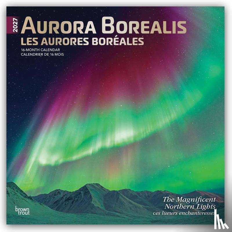 Browntrout - Aurora Borealis 2027 12 X 24 Inch (Hanging) Monthly Square Wall Calendar Foil Stamped Cover English/French Bilingual Plastic-Free
