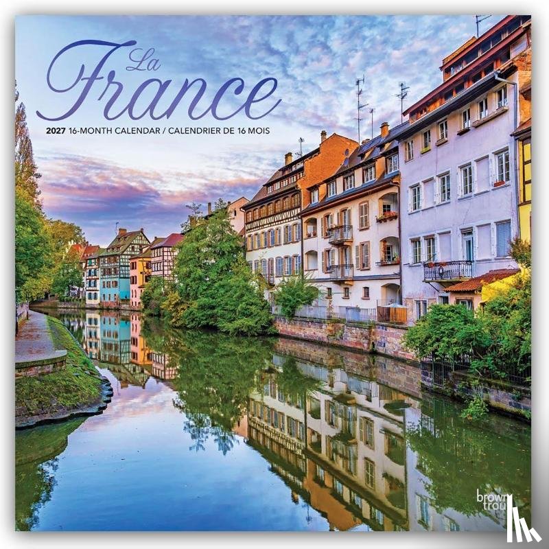 Browntrout - France 2027 12 X 24 Inch (Hanging) Monthly Square Wall Calendar Foil Stamped Cover English/French Bilingual Plastic-Free