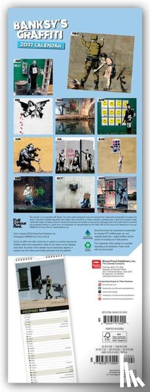 Browntrout - Banksy's Graffiti OFFICIAL | 2027 5.7 x 16.5 Inch (Hanging) Monthly Slimline Wall Calendar