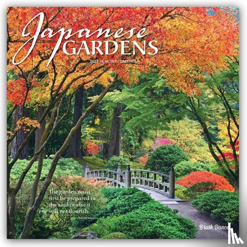 Brush Dance - Japanese Gardens | 2027 12 x 24 Inch (Hanging) Monthly Square Wall Calendar | Plastic-Free | Brush Dance | Gardening Outdoor Home Country Nature