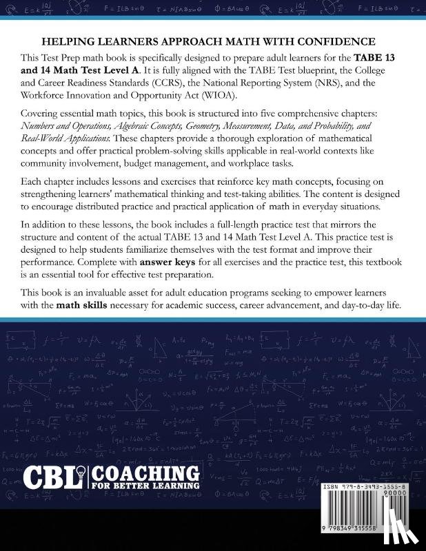 Coaching For Better Learning - Test Prep Book For TABE 13 and 14 Math Test Level A