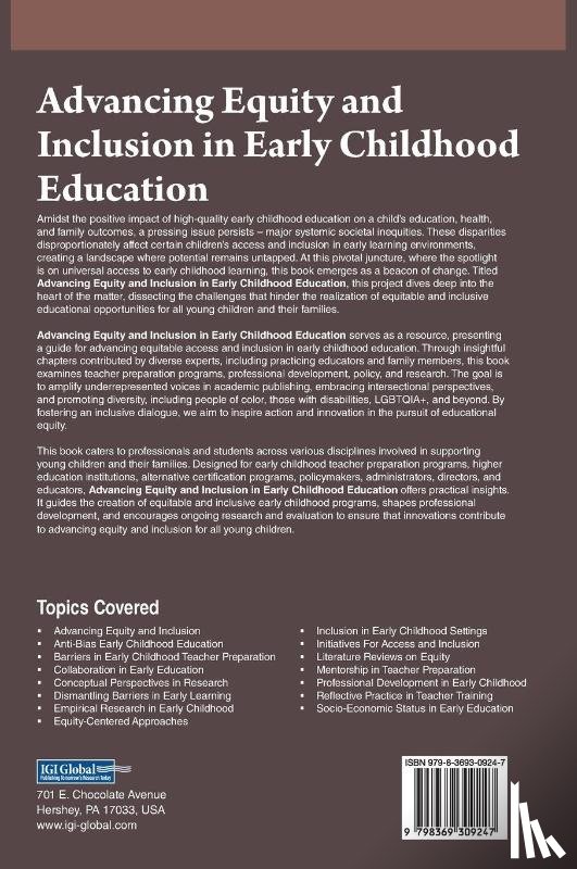  - Advancing Equity and Inclusion in Early Childhood Education