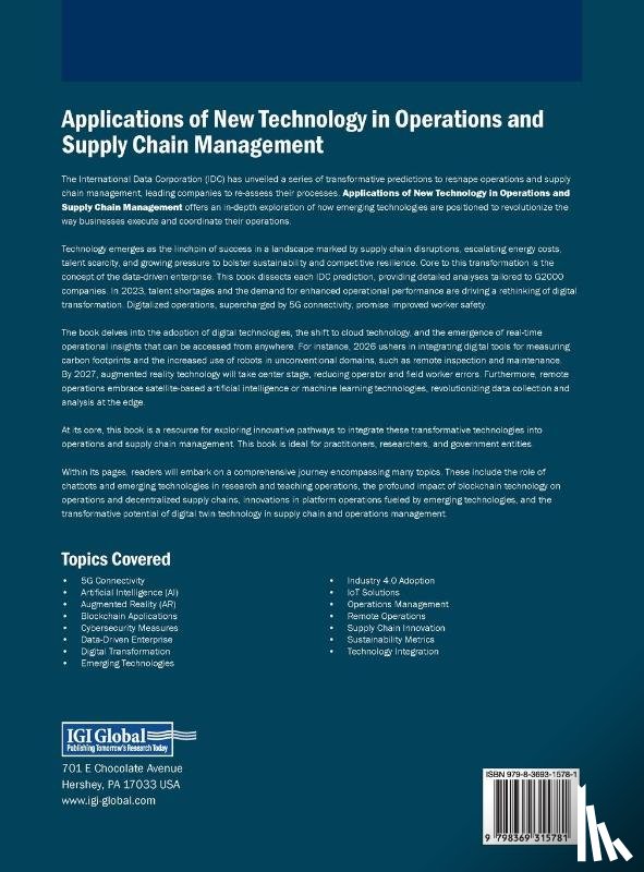  - Applications of New Technology in Operations and Supply Chain Management